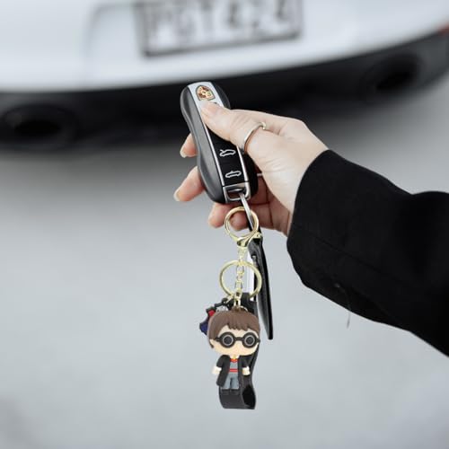PALAY® 4PCS Couple Keyrings Harry Hermione Cartoon Figure Charm Metal Keychain with Silicone Hand Strap Backpack Handbag Best Friends Gift for Girls Boys PALAY® 4PCS Couple Keyrings Harry Hermione Cartoon Figure Charm Metal Keychain with Silicone Hand Strap Backpack Handbag Best Friends Gift for Girls Boys